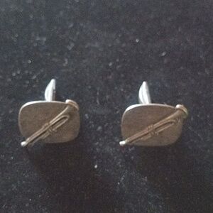 Silver Tone Trombone Cufflinks